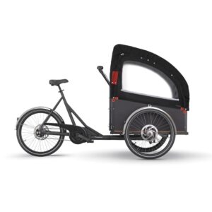 Christiania Bike M1 med skrå kasse og sort XL-bugatti kaleche