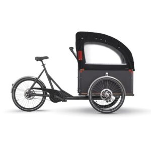 Christiania Bike M1 med StraightBox og sort XL-bugatti kaleche