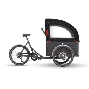 Christiania Bike R1 med StraightBox og sort XL-bugatti kaleche